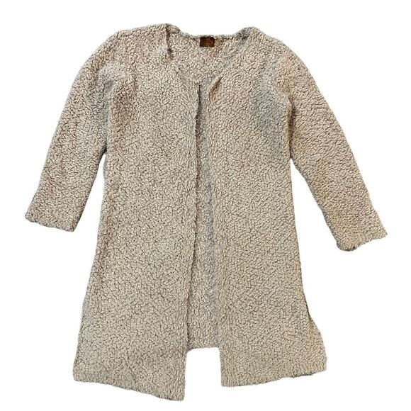 POL Chenille Eyelash Knit Sweater Long Open Cardigan Beige Small - Picture 1 of 9